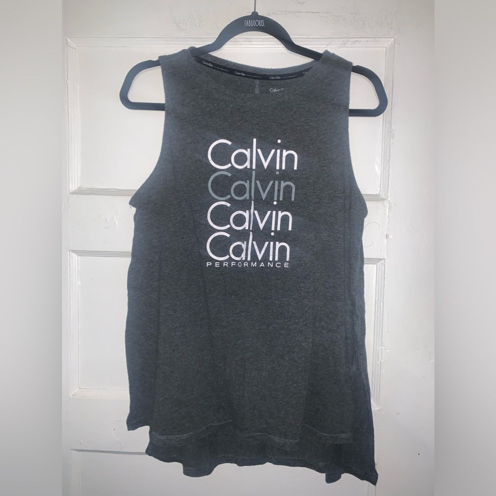 Calvin Klein performance gray logo muscle‎ tank size large